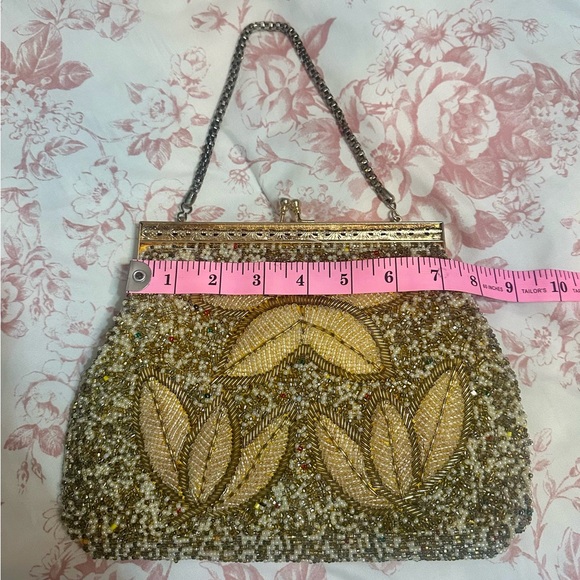 Vintage Art Deco Style Beaded Gold Yellow Clutch - Picture 8 of 10